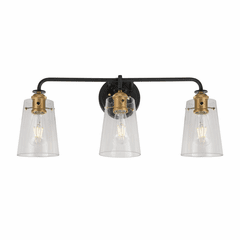 Forte Ronna 25" 3-LT Bath Vanity Light - Black and Soft Gold - 5118-03-62