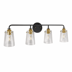 Forte Ronna 35" 4-LT Bath Vanity Light - Black and Soft Gold - 5118-04-62