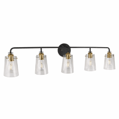 Forte Ronna 45" 5-LT Bath Vanity Light - Black and Soft Gold - 5118-05-62 Forte Ronna 45" 5-LT Bath Vanity Light - Black and Soft Gold - 5118-05-62