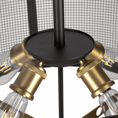 Forte Takoma 22.5" 4-LT Wire Mesh Drum Pendant - Black and Soft Gold - 7119-04-62