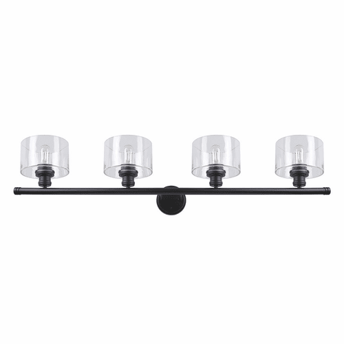 Forte Zane 44.75" 4-LT Bath Vanity Light - Black - 5748-04-04