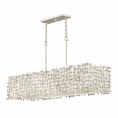 Fredrick Ramond Farrah Linear Chandelier - Silver Leaf - FR33105SLF Fredrick Ramond Farrah Linear Chandelier - Silver Leaf - FR33105SLF