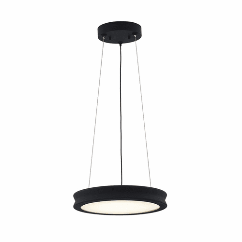 Fusion Bevel 16" LED Pendant - Matte Black - Textured - FSN-4192-OPAL-MBTX