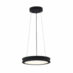 Fusion Bevel 16" LED Pendant - Matte Black - Textured - FSN-4192-OPAL-MBTX
