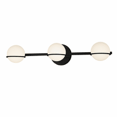 Fusion Collection Centric 3-Light Bath Bar - Matte Black - FSN-4163-OPAL-MBLK