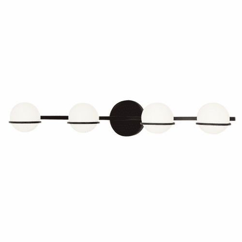 Fusion Collection Centric 4-Light Bath Bar - Matte Black - FSN-4164-OPAL-MBLK