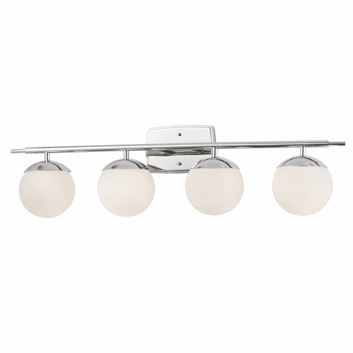 Fusion Collection Epoch 4-Light Bath Bar - Polished Chrome - FSN-8964-OPAL-CROM