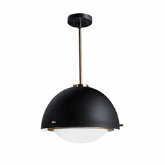 Fusion Hemisphere 15" 2-LT Pendant - Matte Black - FSN-4001-OPAL-MBBR Fusion Hemisphere 15" 2-LT Pendant - Matte Black - FSN-4001-OPAL-MBBR