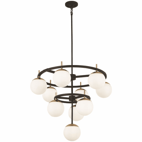 George Kovacs Alluria 10-LT Chandelier - Weathered Black W/Autumn Gold - P1358-618