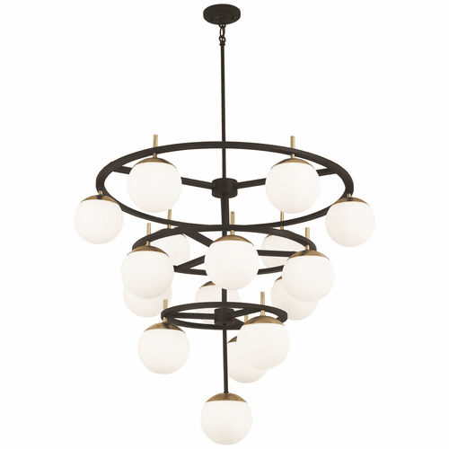 George Kovacs Alluria Chandelier - Weathered Black W/Autumn Gold - P1359-618