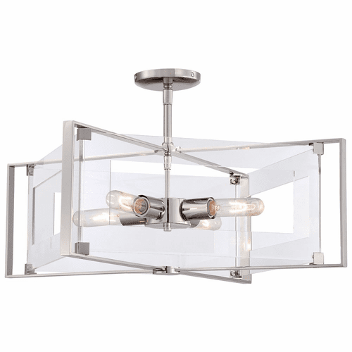 George Kovacs Crystal Clear 4-LT Semi Flush - Polished Nickel - P1403-613