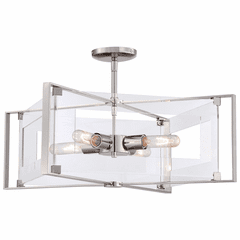 George Kovacs Crystal Clear 4-LT Semi Flush - Polished Nickel - P1403-613 George Kovacs Crystal Clear 4-LT Semi Flush - Polished Nickel - P1403-613