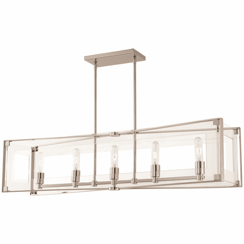 George Kovacs Crystal Clear 5-LT Island Light - Polished Nickel - P1405-613