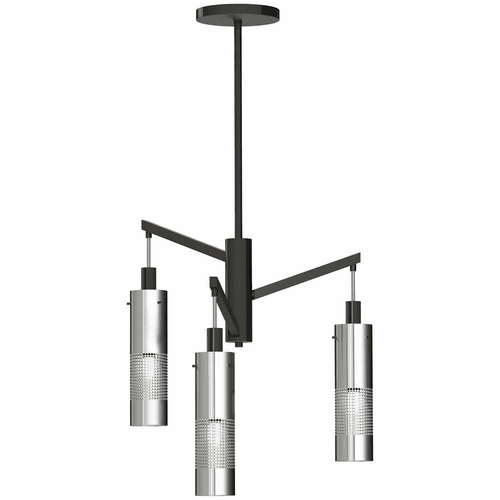 George Kovacs Grid 3 3-LT Chandelier - Coal w/Brushed Nickel - P1593-691