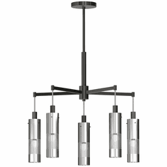 George Kovacs Grid 3 5-LT Chandelier - Coal w/Brushed Nickel - P1595-691