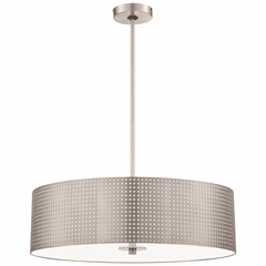 George Kovacs Grid 4-LT Drum Pendant - Brushed Nickel - P5745-084 George Kovacs Grid 4-LT Drum Pendant - Brushed Nickel - P5745-084