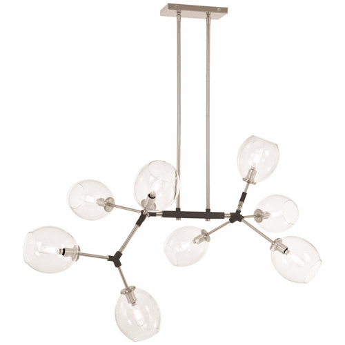 George Kovacs Nexpo 8-LT Chandelier - Brushed Nickel W/Black Accents - P1368-619