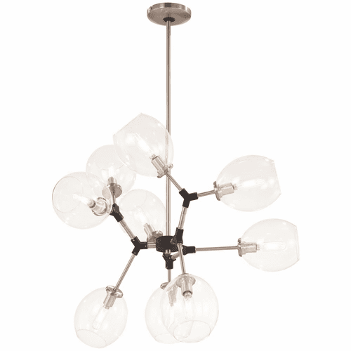George Kovacs Nexpo 9-LT Chandelier - Brushed Nickel W/Black Accents - P1369-619