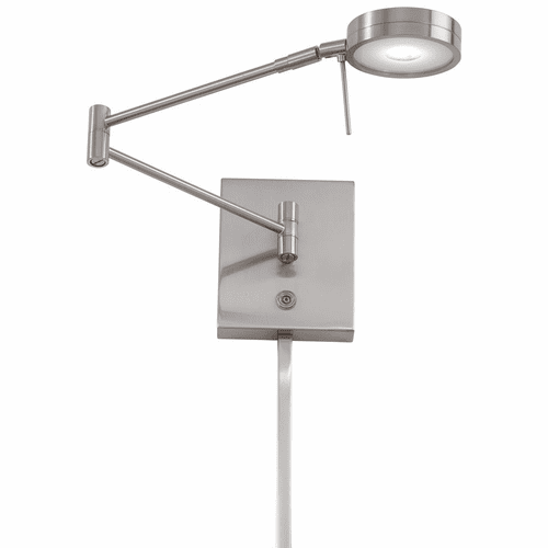 George Kovacs Reading Room 1-LT LED Swing Arm Wall Lamp - Bshd Nickel - P4308-084