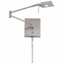 George Kovacs Reading Room 1-LT LED Swing Arm Wall Lamp - Bshd Nickel - P4318-084
