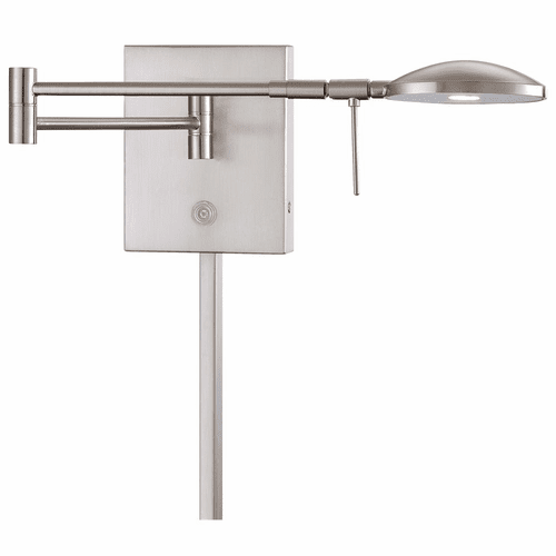 George Kovacs Reading Room 1-LT LED Swing Arm Wall Lamp - Bshd Nickel - P4338-084