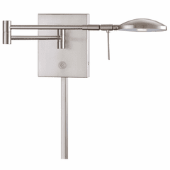 George Kovacs Reading Room 1-LT LED Swing Arm Wall Lamp - Bshd Nickel - P4338-084