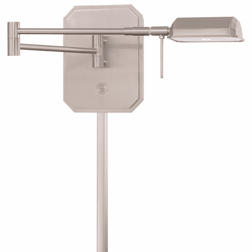 George Kovacs Reading Room 1-LT LED Swing Arm Wall Lamp - Bshd Nickel - P4348-084