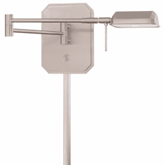 George Kovacs Reading Room 1-LT LED Swing Arm Wall Lamp - Bshd Nickel - P4348-084
