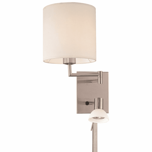 George Kovacs Reading Room 1-LT Swing Arm Wall Lamp - Bshd Nickel - P1050-084