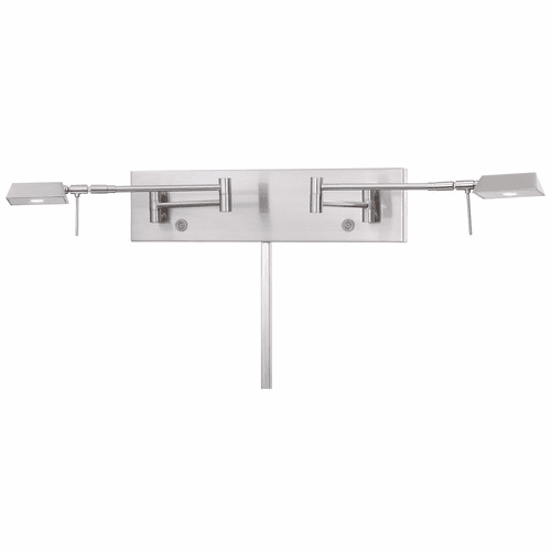 George Kovacs Reading Room 2-LT LED Swing Arm Wall Lamp - Bshd Nickel - P4319-084
