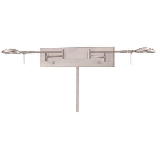 George Kovacs Reading Room 2-LT LED Swing Arm Wall Lamp - Bshd Nickel - P4339-084