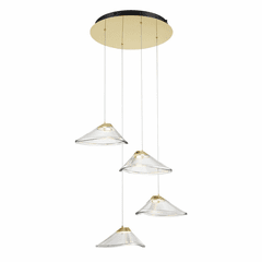 George Kovacs Sneer 4 Light LED Pendant - Coal And Sun Gold - P5403-718-L