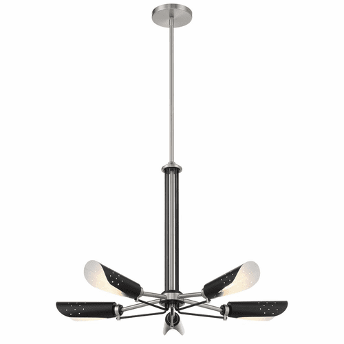 George Kovacs Turbine 5-LT Chandelier - Coal w/Brushed Nickel - P1695-691