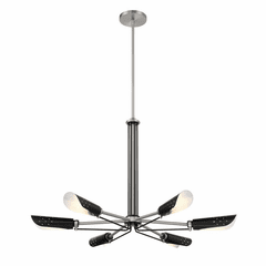 George Kovacs Turbine 6-LT Chandelier - Coal w/Brushed Nickel - P1696-691