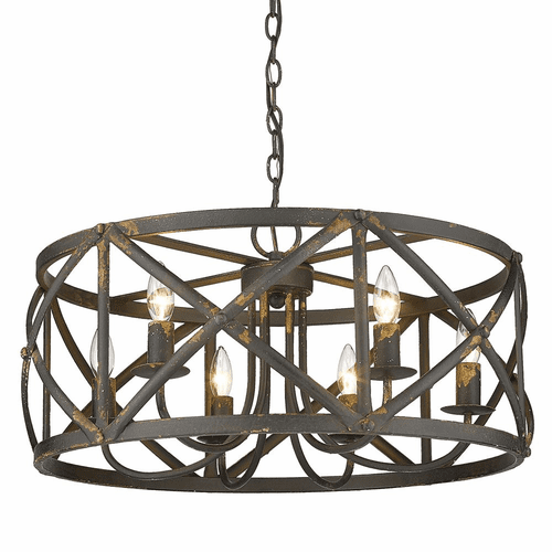 Golden Alcott 6-LT Chandelier - Antique Black Iron - 0890-6 ABI