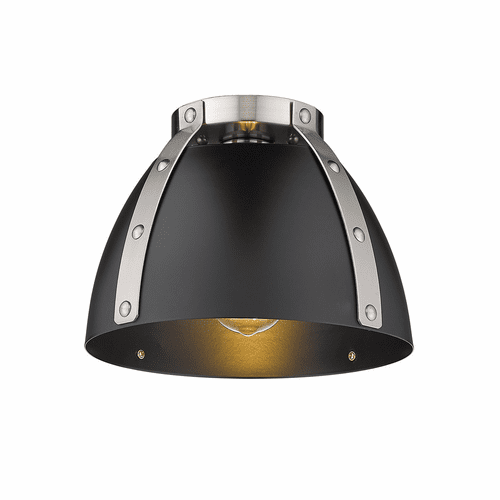 Golden Aldrich Flush Mount - Pewter - 6928-FM PW-BLK
