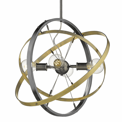 Golden Atom 4-LT Chandelier - Brushed Steel - 7936-4 BS-AB-AB