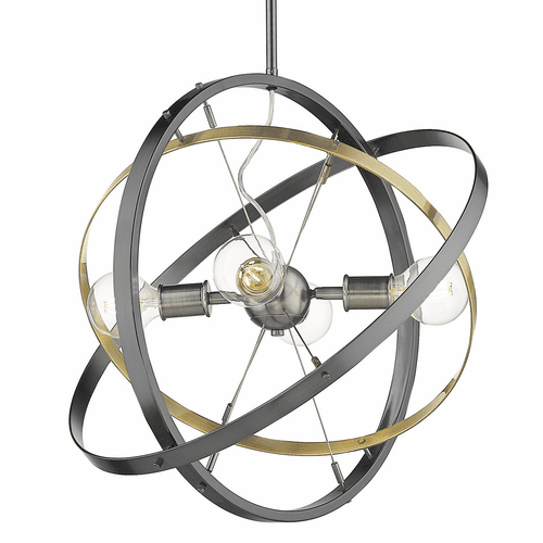 Golden Atom 4-LT Chandelier - Brushed Steel - 7936-4 BS-AB-BS