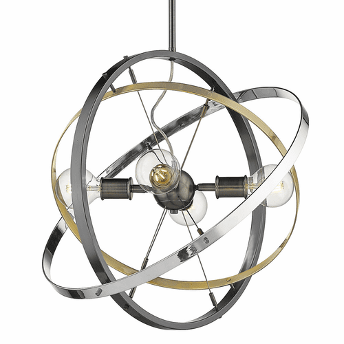 Golden Atom 4-LT Chandelier - Brushed Steel - 7936-4 BS-AB-CH