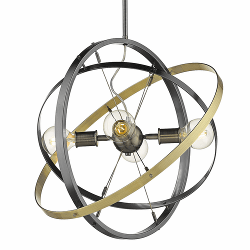 Golden Atom 4-LT Chandelier - Brushed Steel - 7936-4 BS-BS-AB