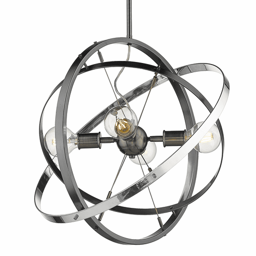 Golden Atom 4-LT Chandelier - Brushed Steel - 7936-4 BS-BS-CH