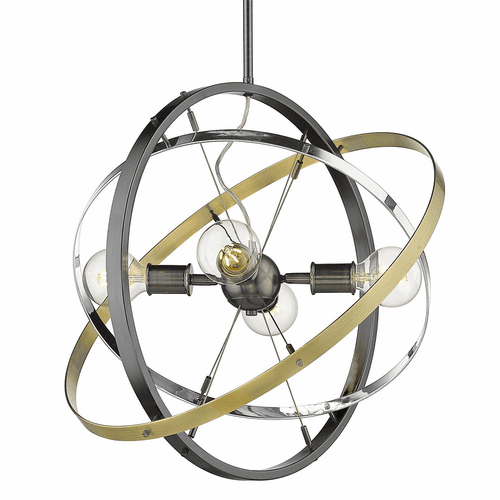 Golden Atom 4-LT Chandelier - Brushed Steel - 7936-4 BS-CH-AB