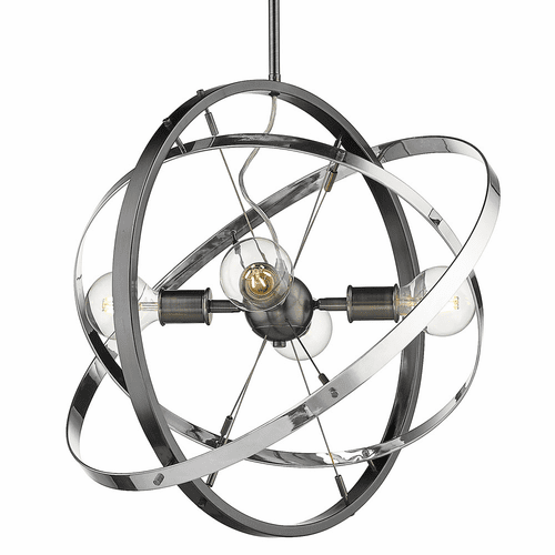 Golden Atom 4-LT Chandelier - Brushed Steel - 7936-4 BS-CH-CH