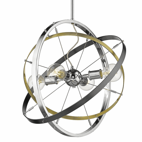 Golden Atom 4-LT Chandelier - Chrome - 7936-4 CH-AB-BS