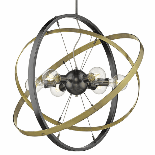Golden Atom 6-LT Chandelier - Brushed Steel - 7936-6 BS-AB-AB
