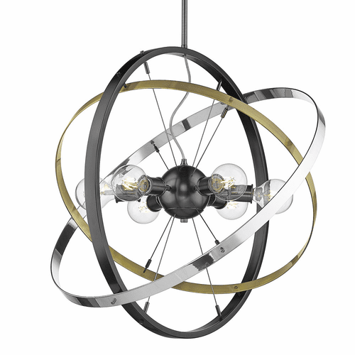 Golden Atom 6-LT Chandelier - Brushed Steel - 7936-6 BS-AB-CH