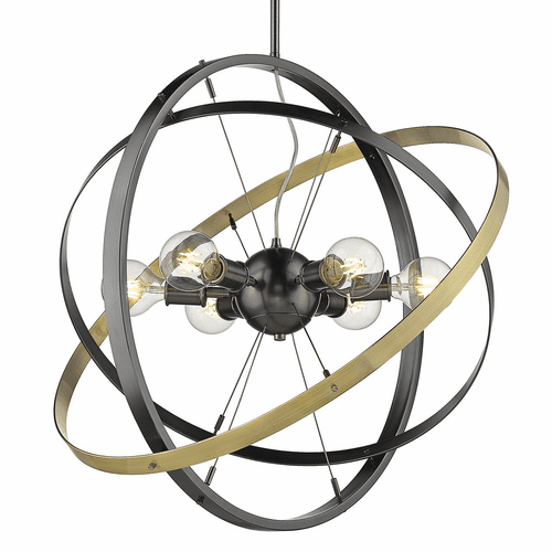 Golden Atom 6-LT Chandelier - Brushed Steel - 7936-6 BS-BS-AB