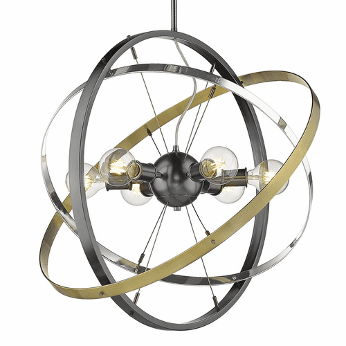 Golden Atom 6-LT Chandelier - Brushed Steel - 7936-6 BS-CH-AB