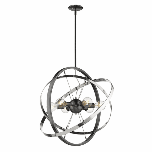 Golden Atom 6-LT Chandelier - Brushed Steel - 7936-6 BS-CH-CH