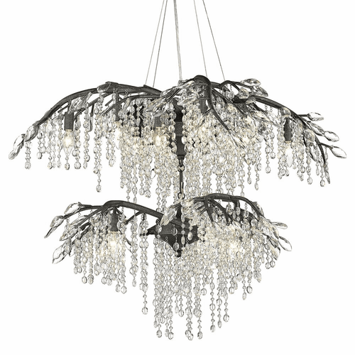 Golden Autumn Twilight 2 Tier 18-LT Chandelier - Black Iron - 9903-18 BI